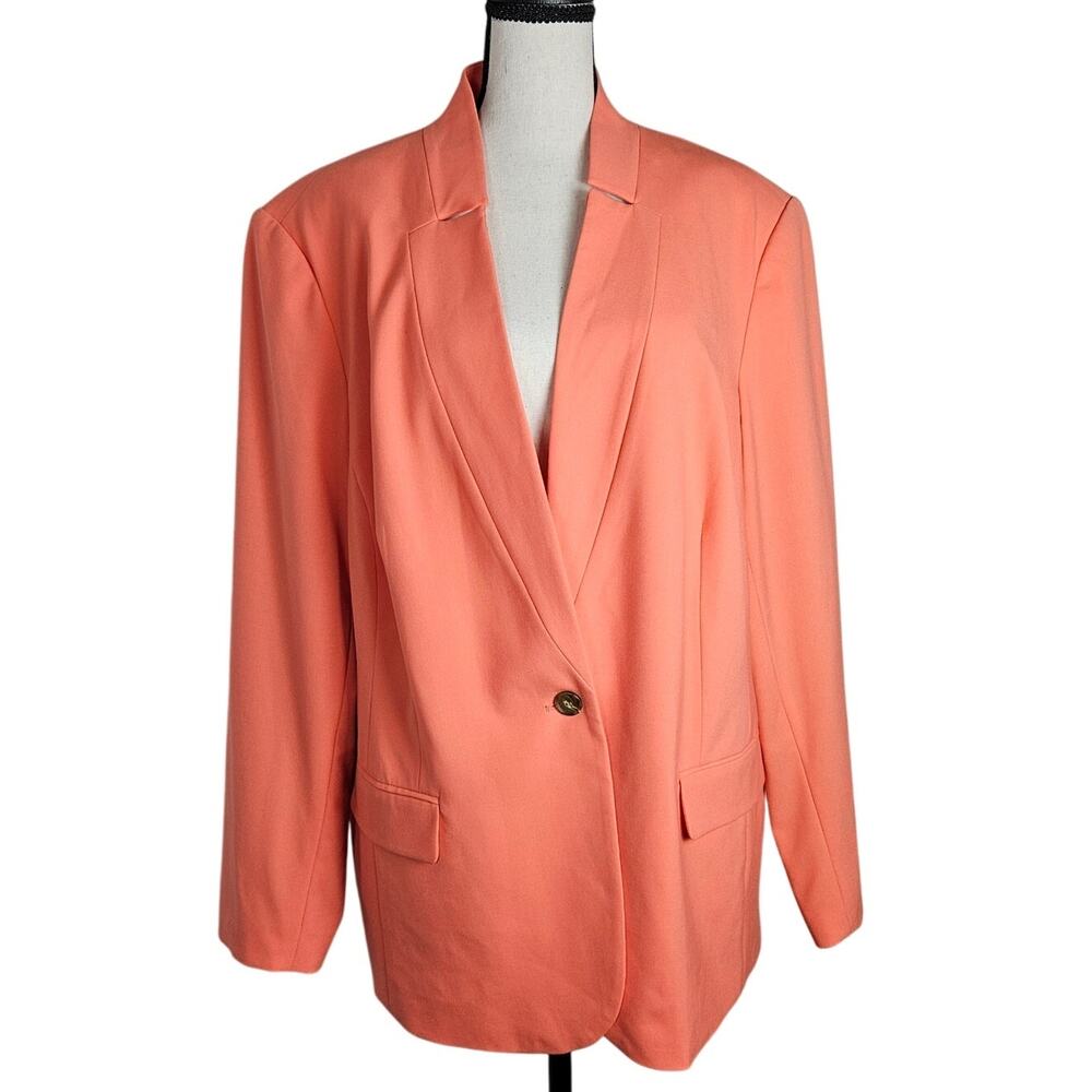 Vince Camuto Blazer Womens 20W Coral Single Button Lined Career Jacket Preppy